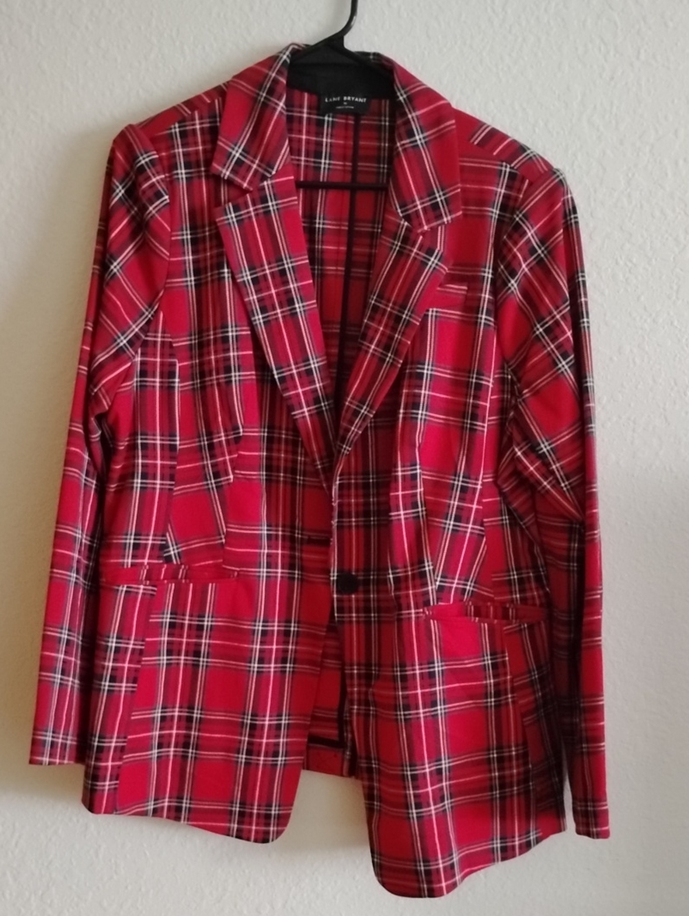 Lane Bryant Red Plaid Single-Button Blazer